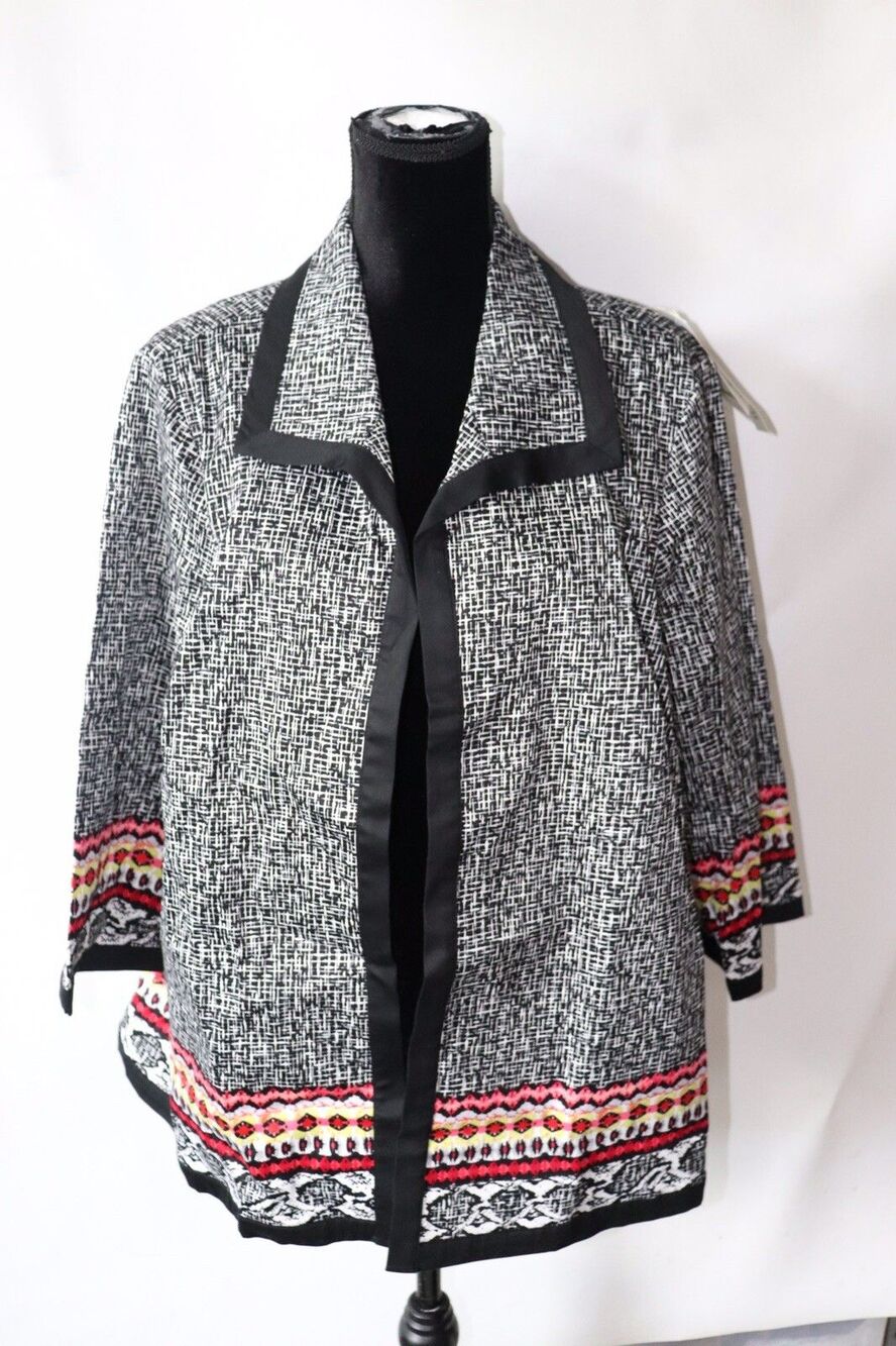 Alfred Dunner Women’s cardigan kimono top duster multicolor 3/4 Sleeve 18W NWT